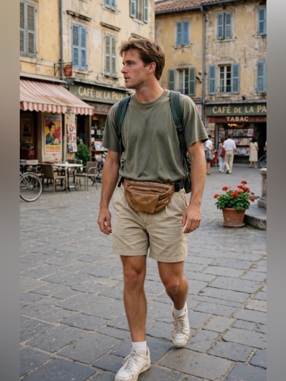 BOY genuine Tan Leather Vintage Men's Waist Bag EUC